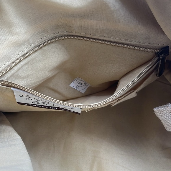 NWT Sun N Sand Beach Bag Cotton Zipped Top Palm Tree Print Pocketbook Tote Bag - Picture 6 of 16